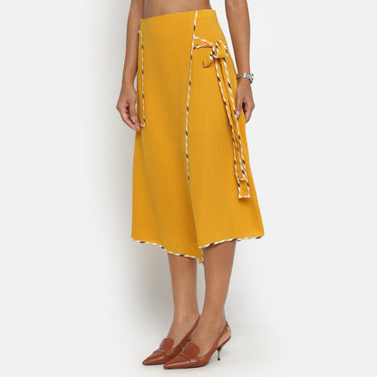 Yellow Asymmetrical Skirt With Contrast Piping