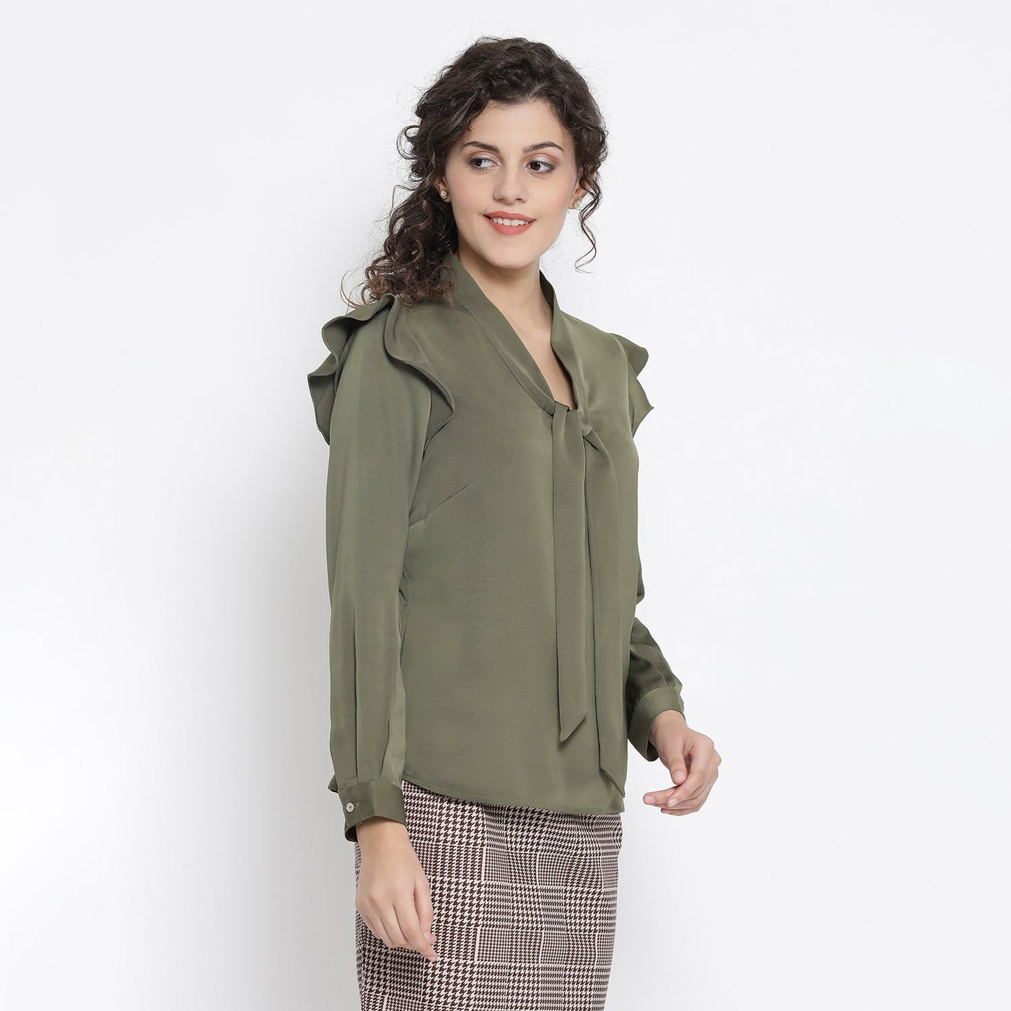 Olive Green Top With Tie Knot