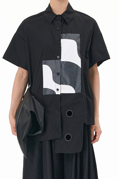 Abstract Black Oversized Shirt