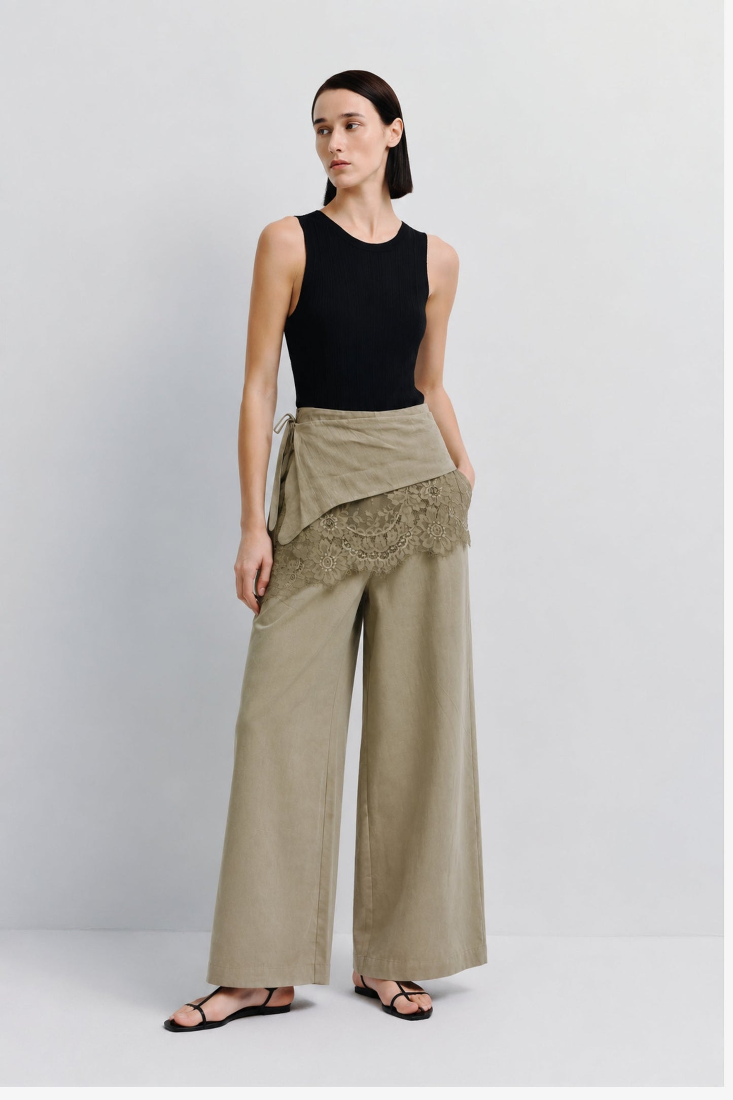 Sage Lace Overlay Pants