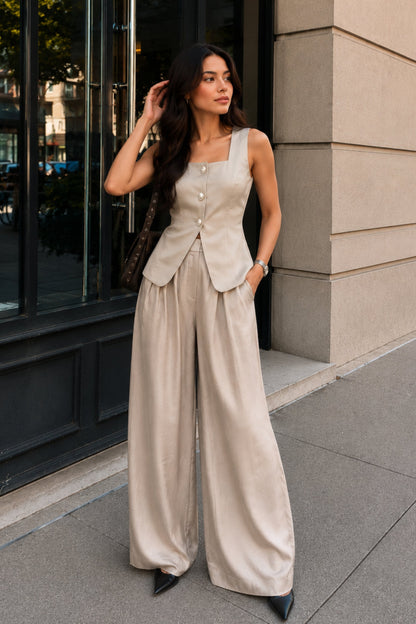 Oyster Cream Waistcoat Co-Ord