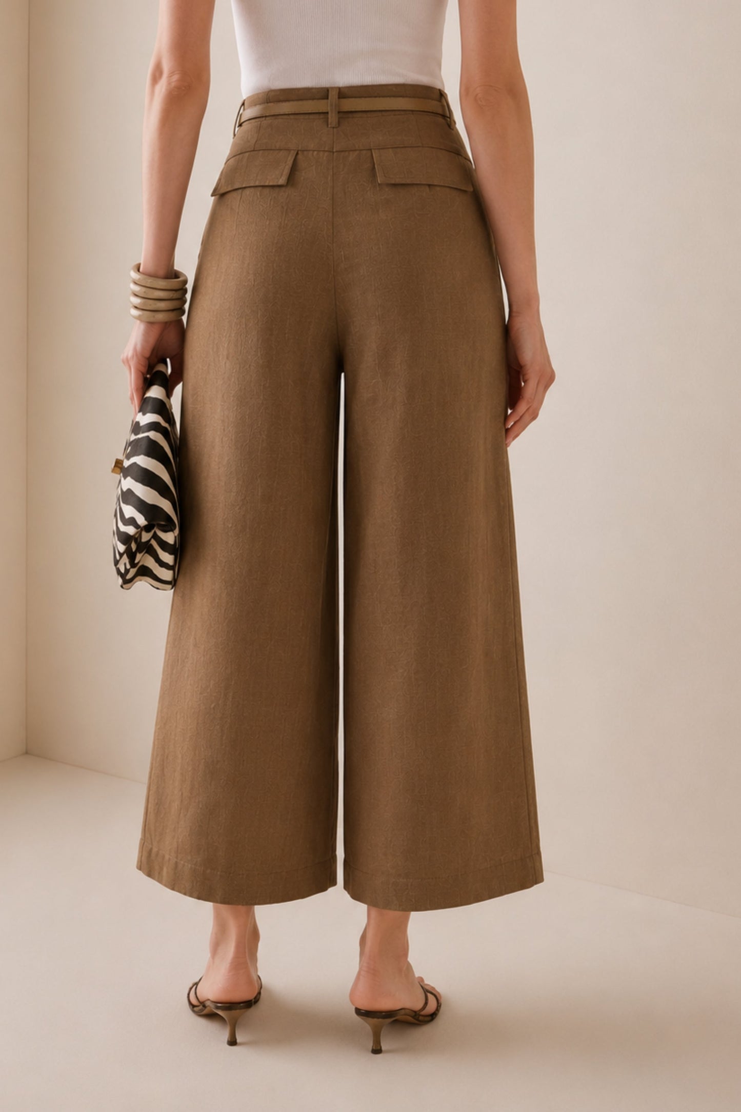 Cocoa Belted Wide-Leg Pants