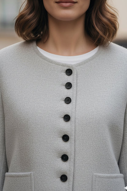 Cloud Grey Double-Sided Cashmere Blazer