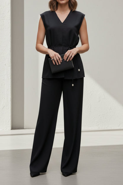Black Tailored Top & Pant Co-Ord Set