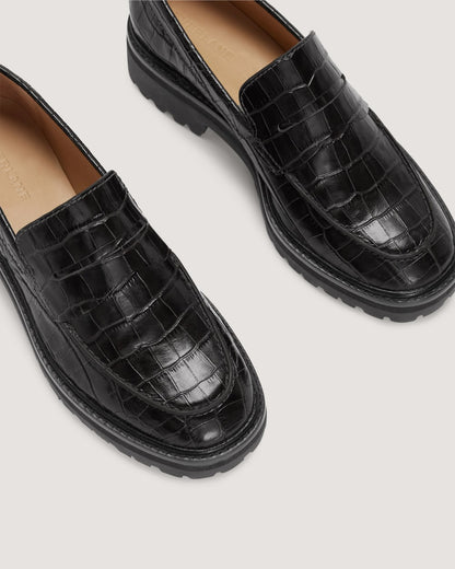 The Lug Loafer | Black Crocodile