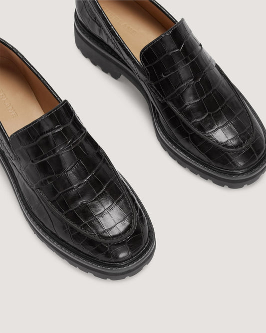 The Lug Loafer | Black Crocodile