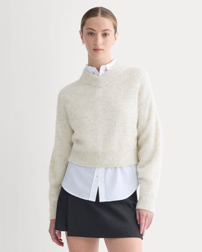 Cropped Cocoon Sweater in Alpaca | Almond