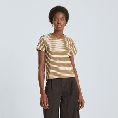 The Box-Cut Tee in Essential Cotton | Olive / Tan | No Pocket