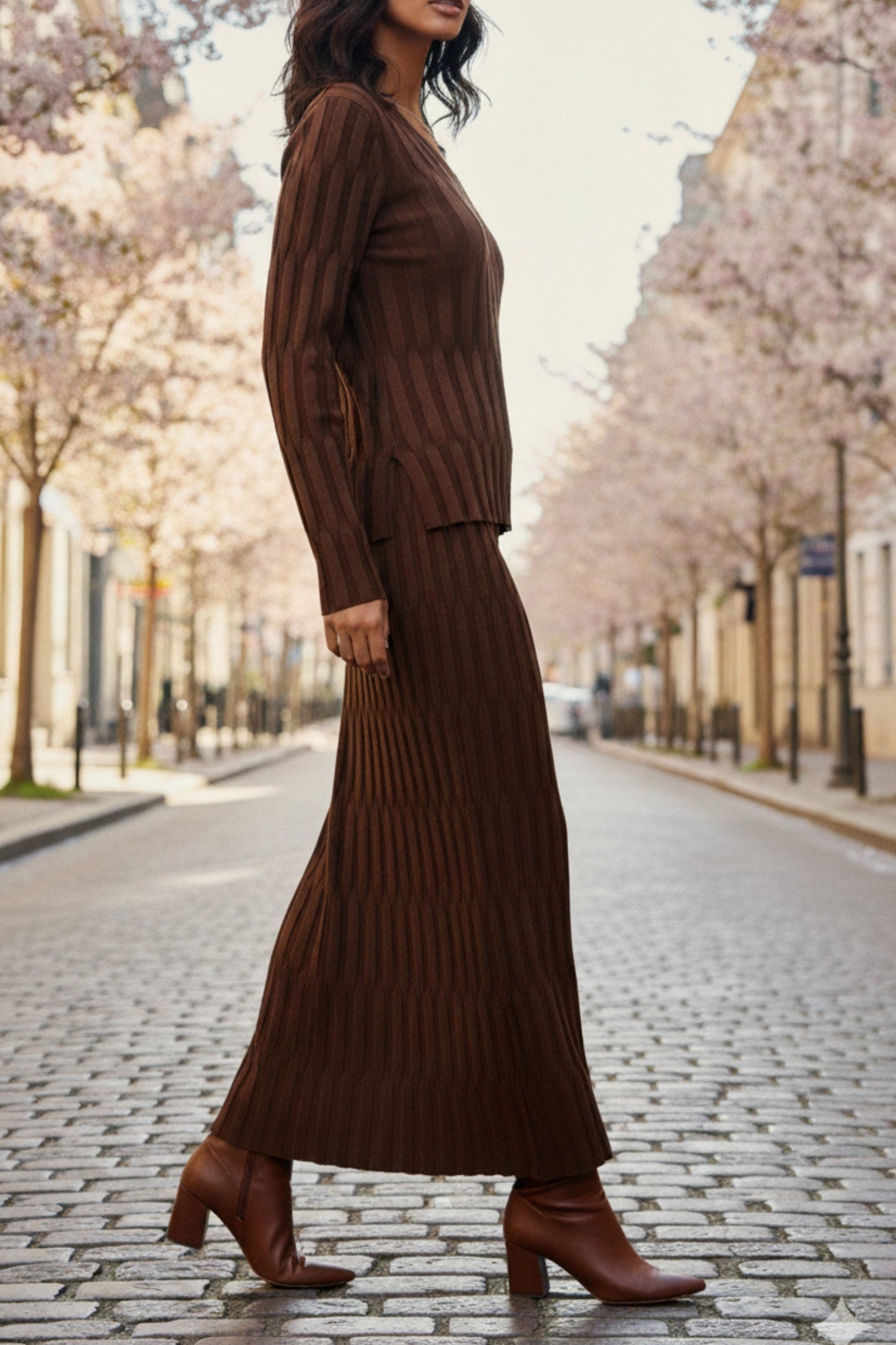 Walnut Wave Knit Skirt Co-ord Set