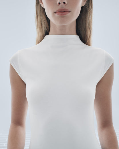 The Form Funnel-Neck Bodysuit | White