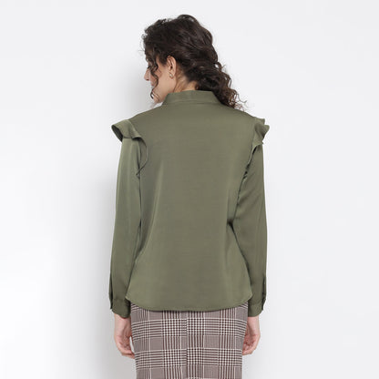 Olive Green Top With Tie Knot