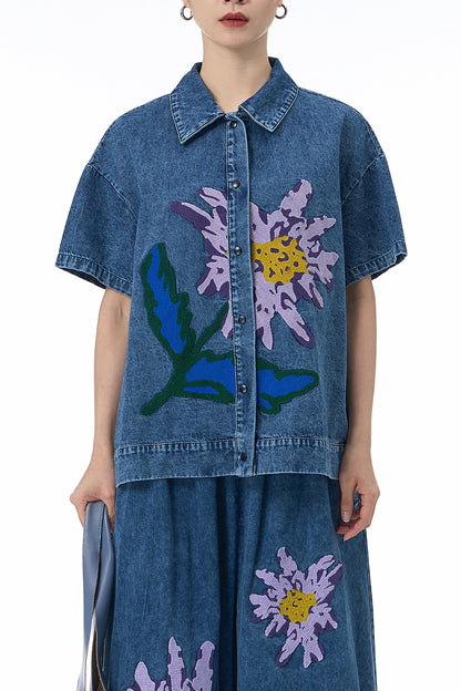 Violet Petal Denim Shirt