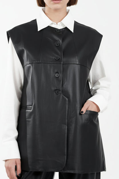 Blackout Blaze Leather Waist Coat