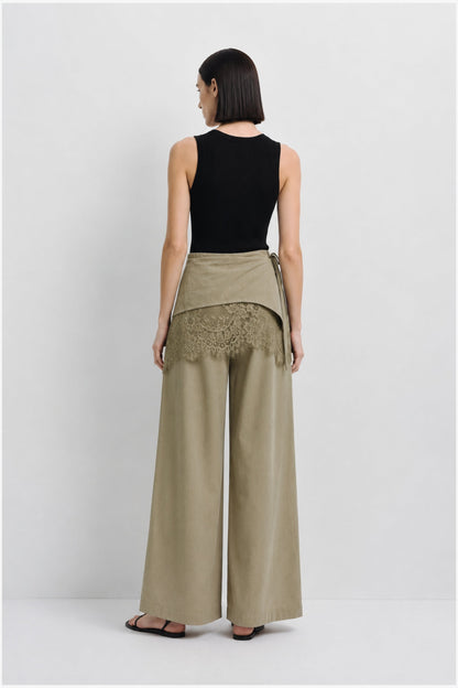Sage Lace Overlay Pants