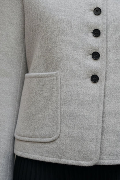 Cloud Grey Double-Sided Cashmere Blazer