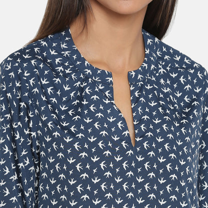 Blue Bird Printed Short Dress