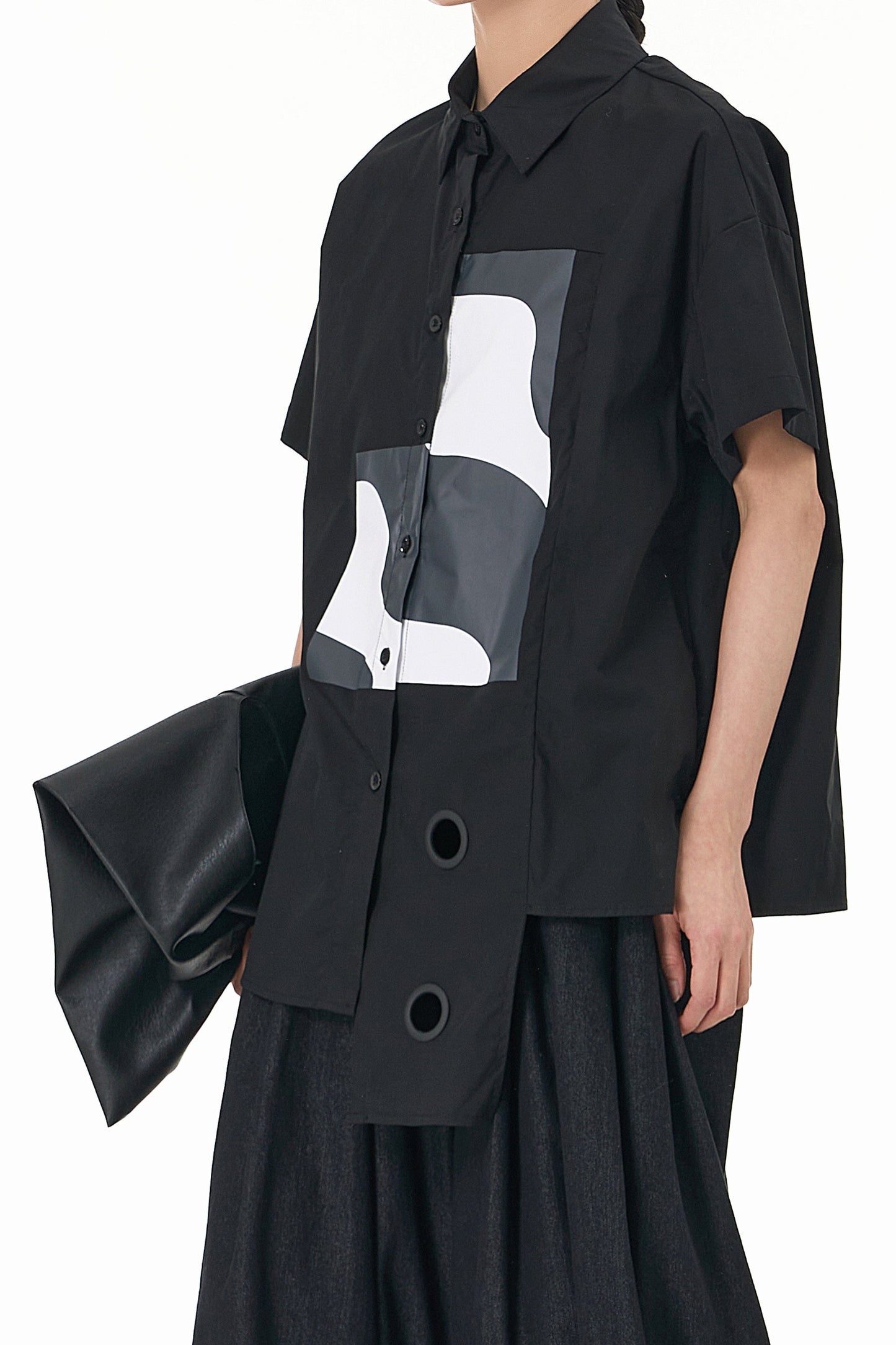 Abstract Black Oversized Shirt