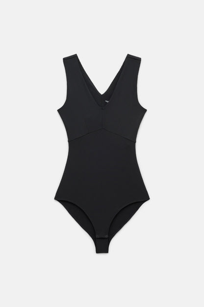 Black Amelia V-Neck Bodysuit