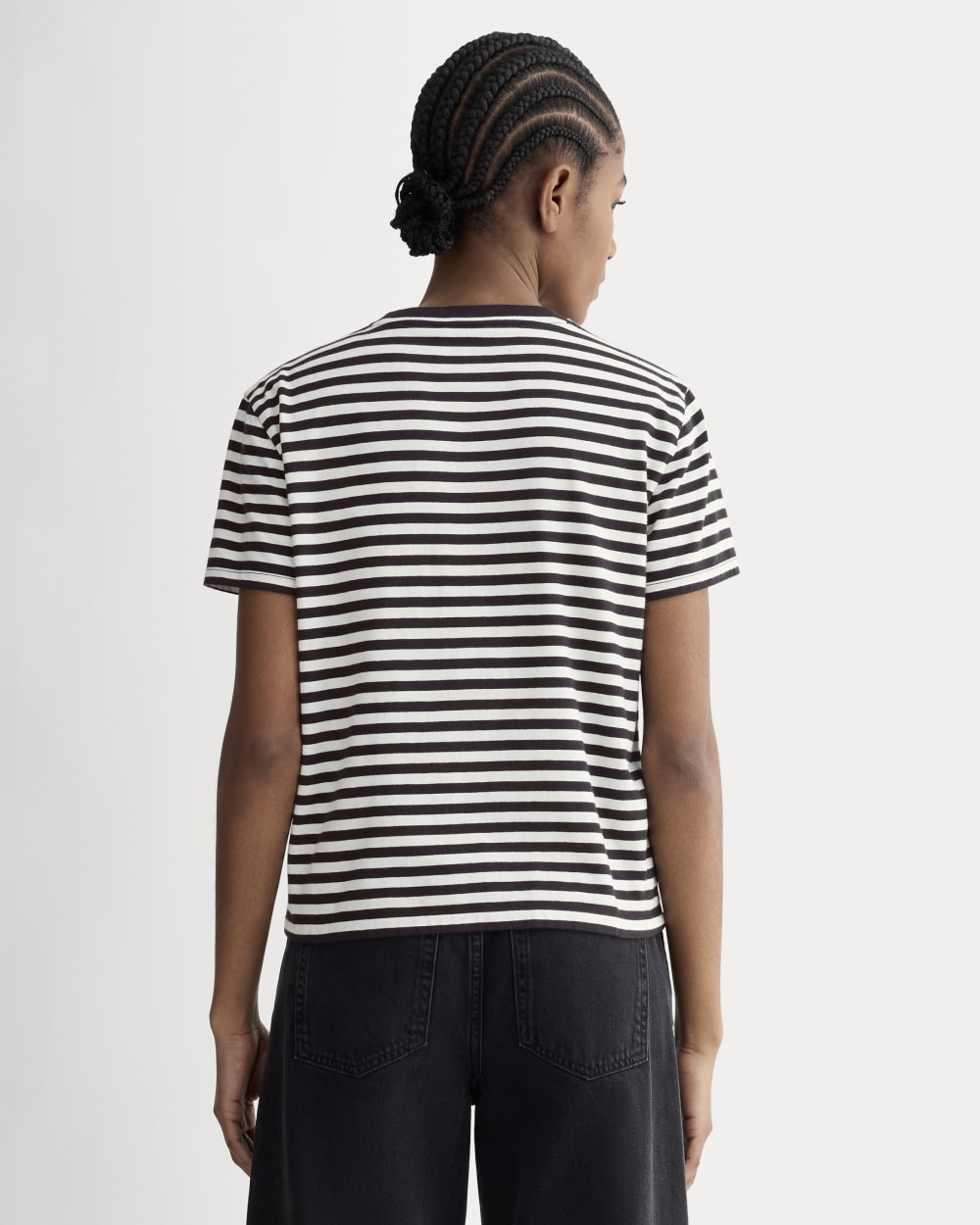 The Box-Cut Tee in Essential Cotton | Black / Bone | No Pocket