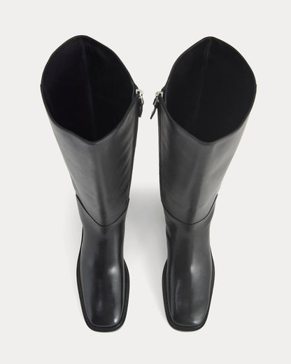 Leather Knee-High City Boot | Black