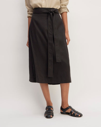 The Linen Wrap Skirt | Black