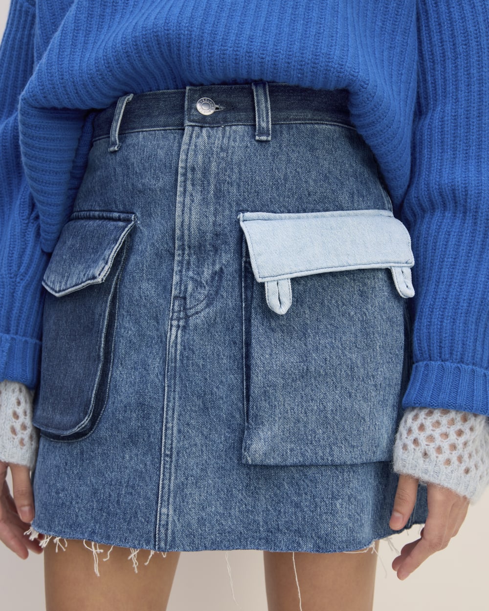 The Denim Patchwork Mini Skirt | Diamond Blue