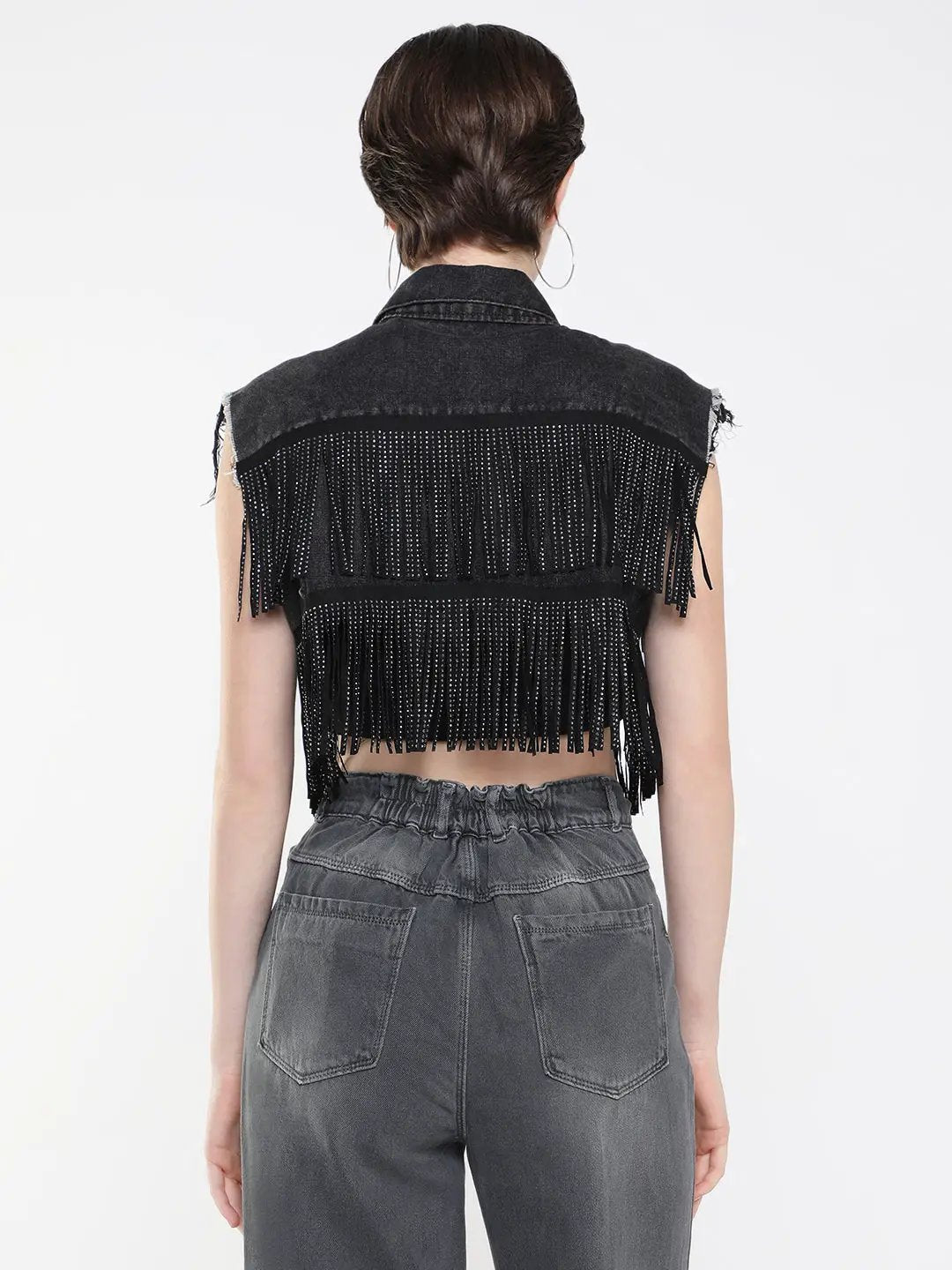 Women's Black Windcheater Denim Jacket