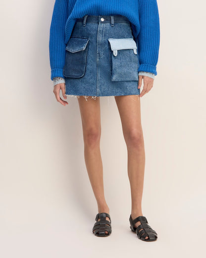 The Denim Patchwork Mini Skirt | Diamond Blue