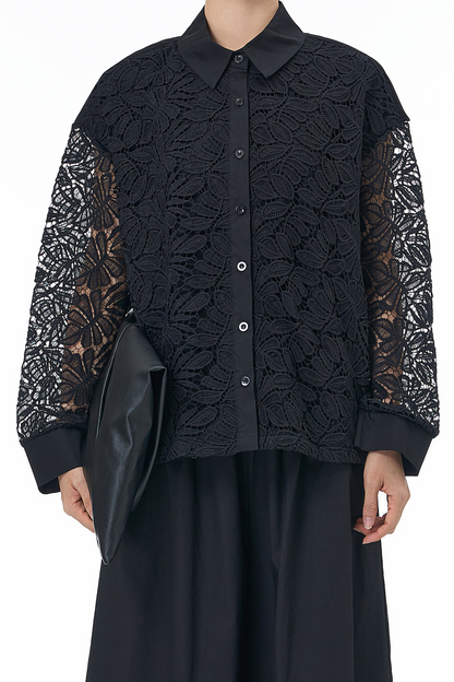 Retro Black Cutwork Shirt