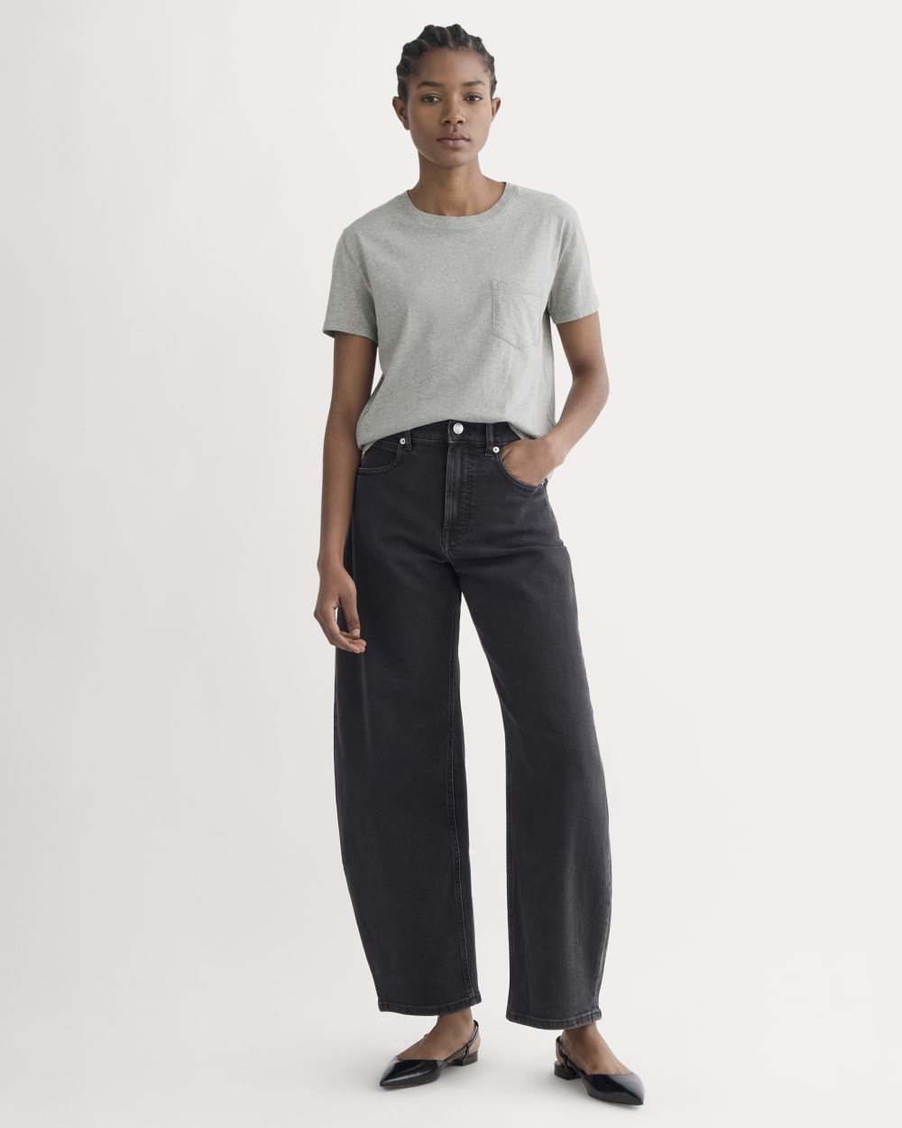 The Box-Cut Tee in Essential Cotton | Heathered Grey | Pocket
