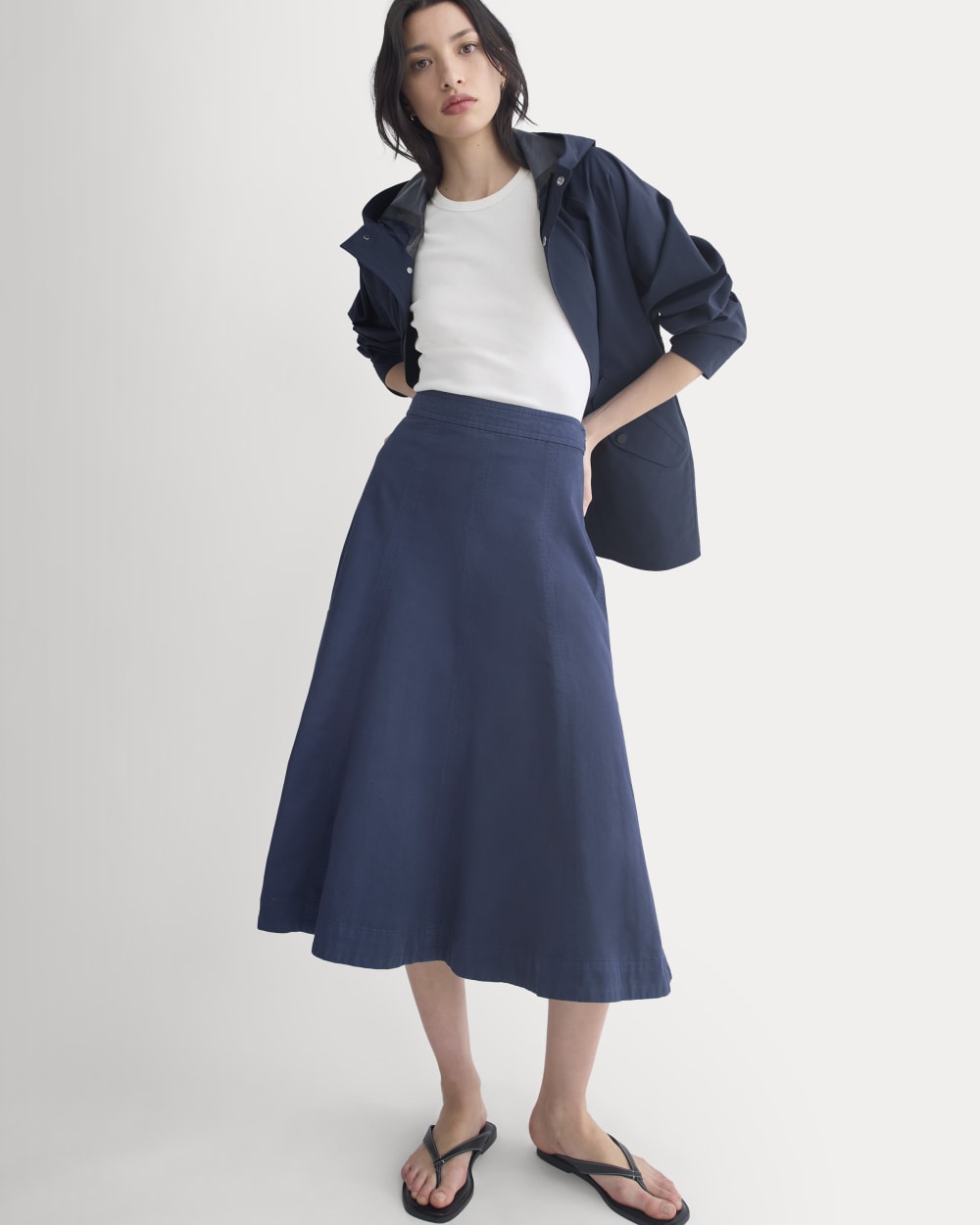 Seamed Midi Skirt | Navy
