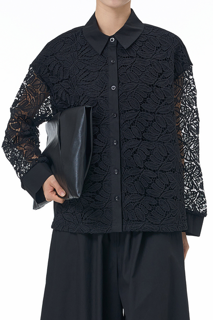 Retro Black Cutwork Shirt