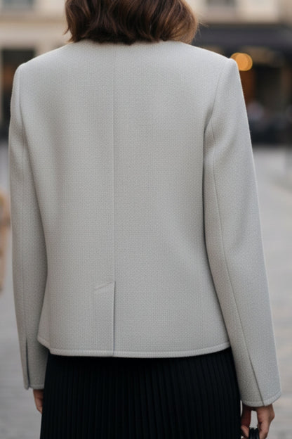 Cloud Grey Double-Sided Cashmere Blazer