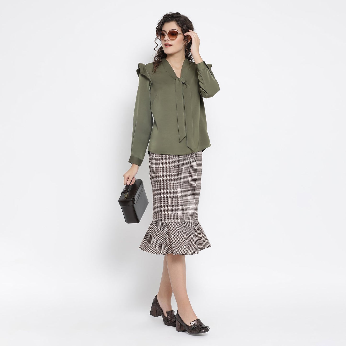 Olive Green Top With Tie Knot