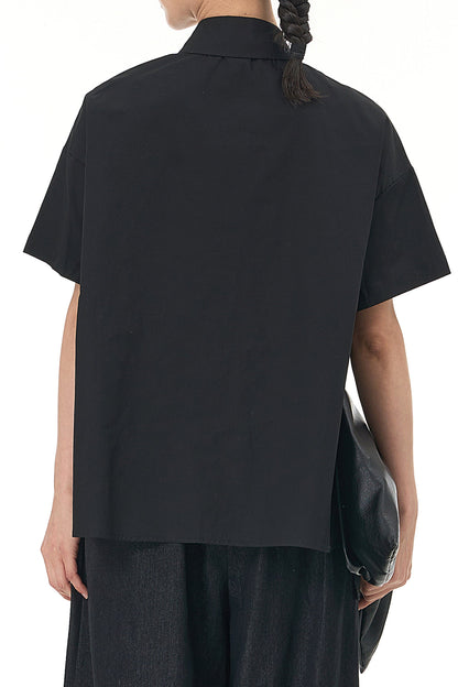 Abstract Black Oversized Shirt
