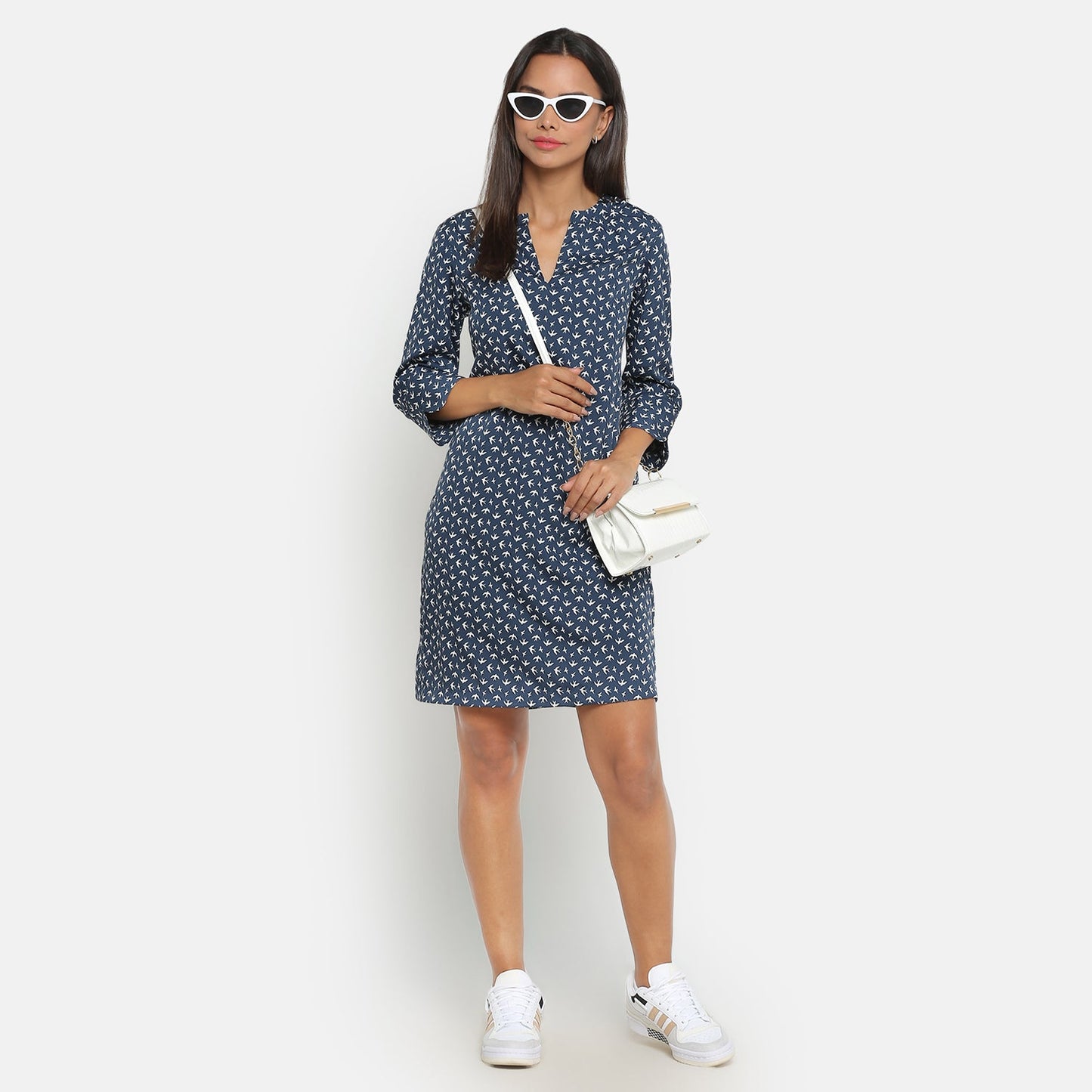 Blue Bird Printed Short Dress