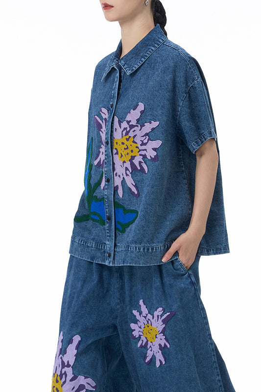 Violet Petal Denim Shirt