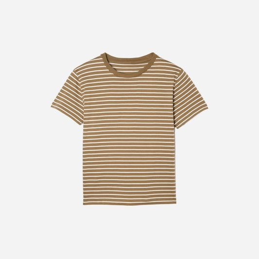 The Box-Cut Tee in Essential Cotton | Olive / Tan | No Pocket