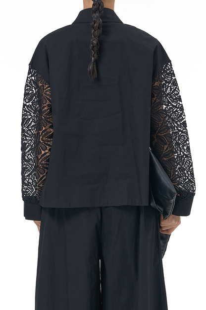 Retro Black Cutwork Shirt