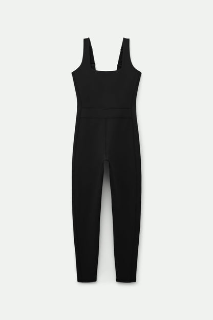 Black Luxe Paneled Unitard