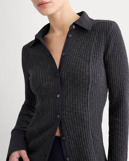 Cozy Rib Button-Up | Black