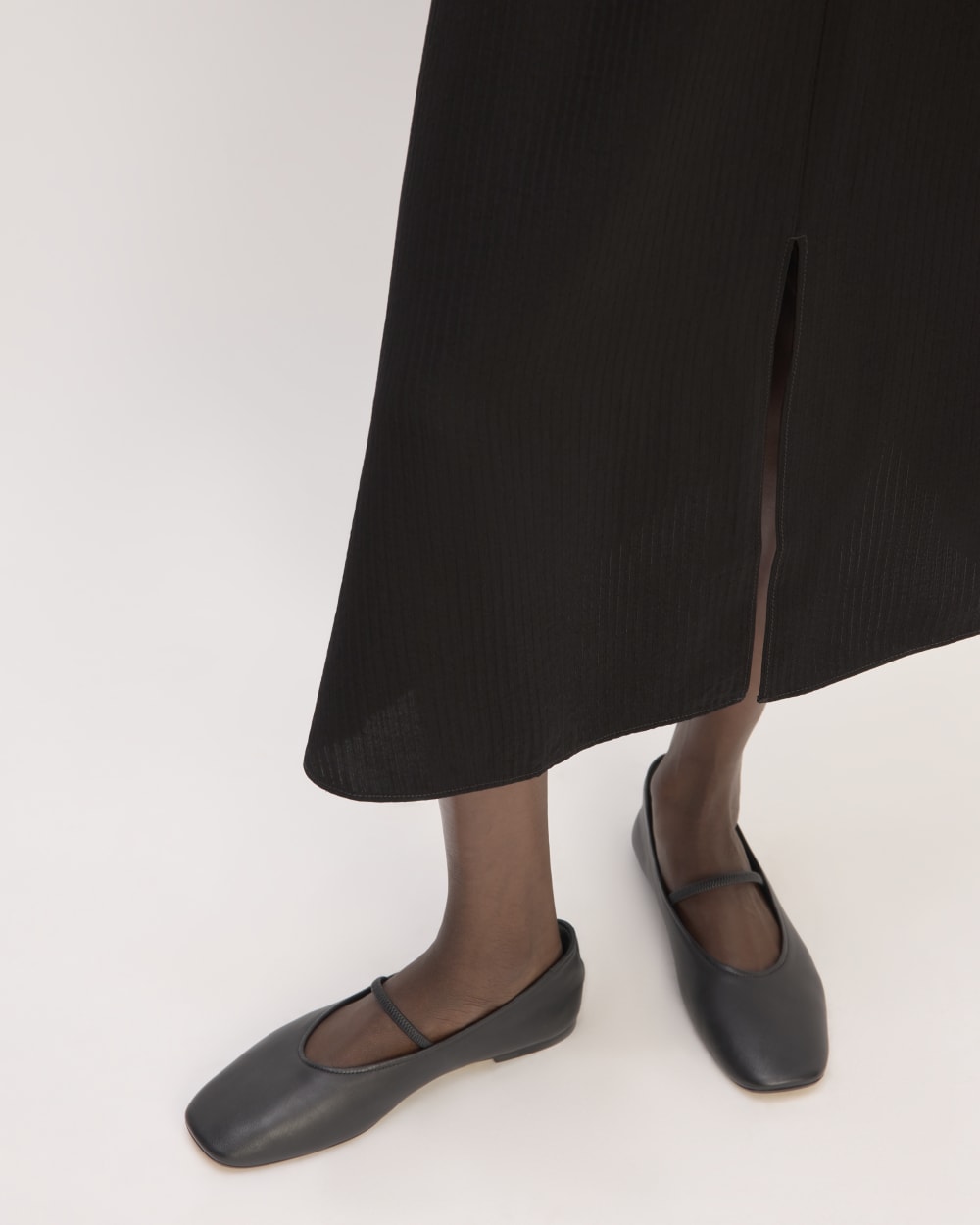 The Mini Jacquard Stripe Slip Skirt | Black