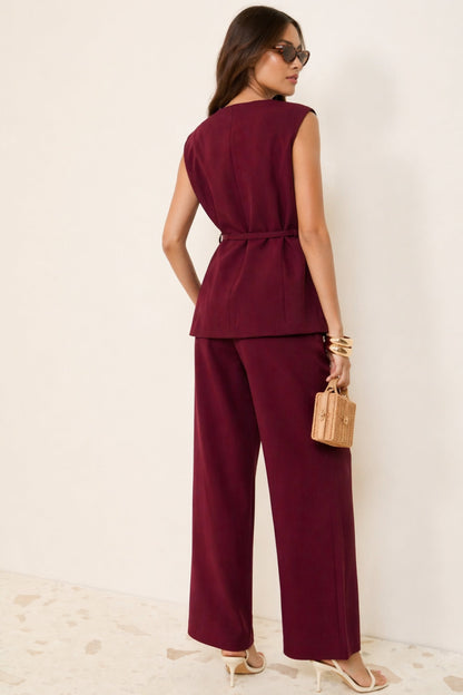 Ruby Asymmetric Waistcoat Co-ord Set