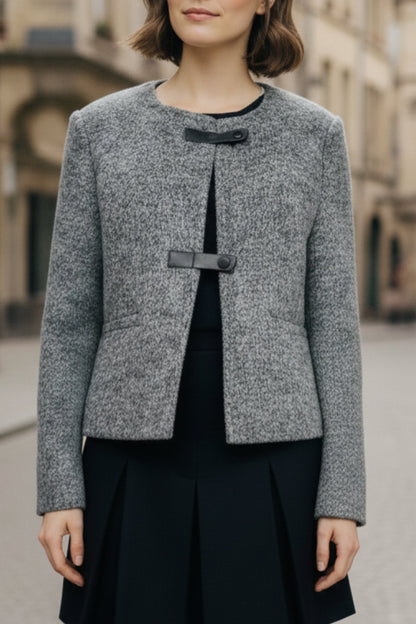 Ash Grey Double-Sided Cashmere Buckle Blazer