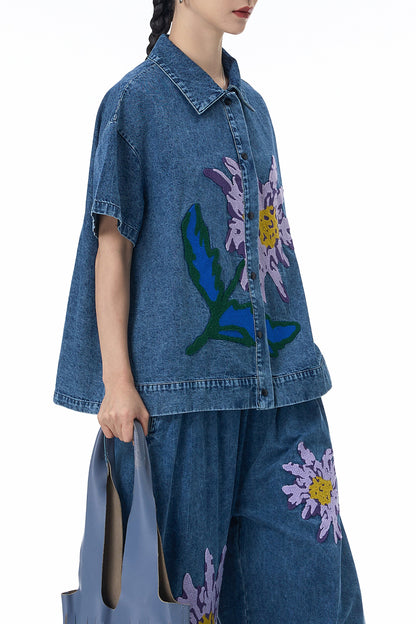 Violet Petal Denim Shirt