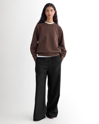 Luxe Fleece Raglan Crewneck | Dark Chocolate