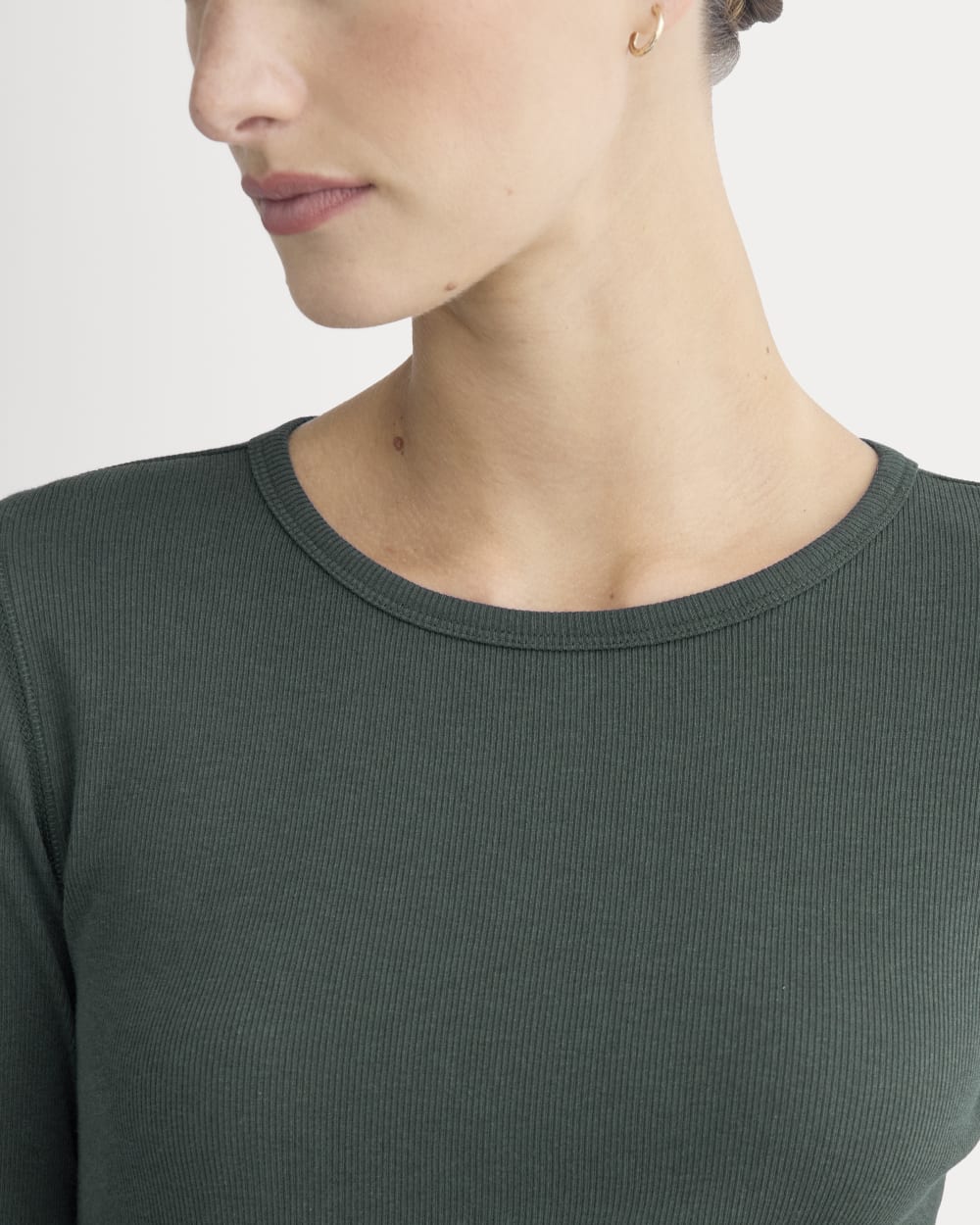 The Luxe Rib Long-Sleeve Crew | Heathered Dark Sea