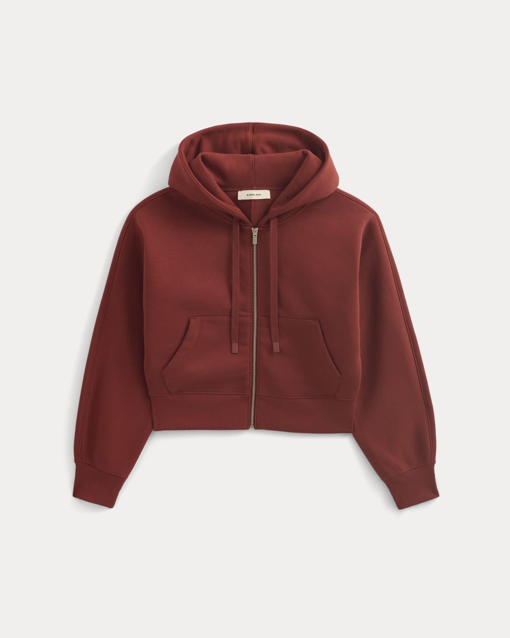 Luxe Fleece Full-Zip Cropped Hoodie | Merlot