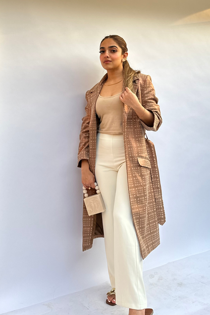 Caramel Suede Trench Coat