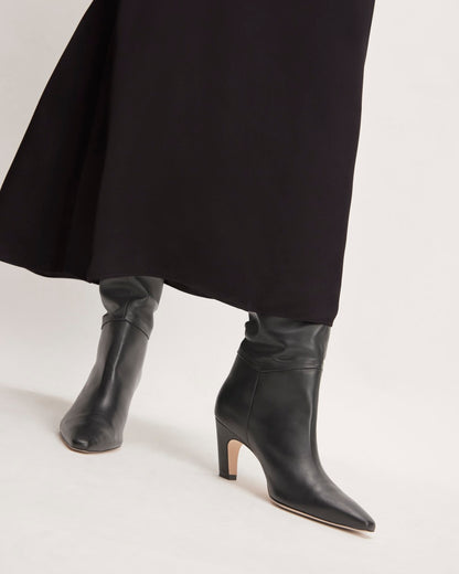 The Hammered Satin Slip Skirt | Black